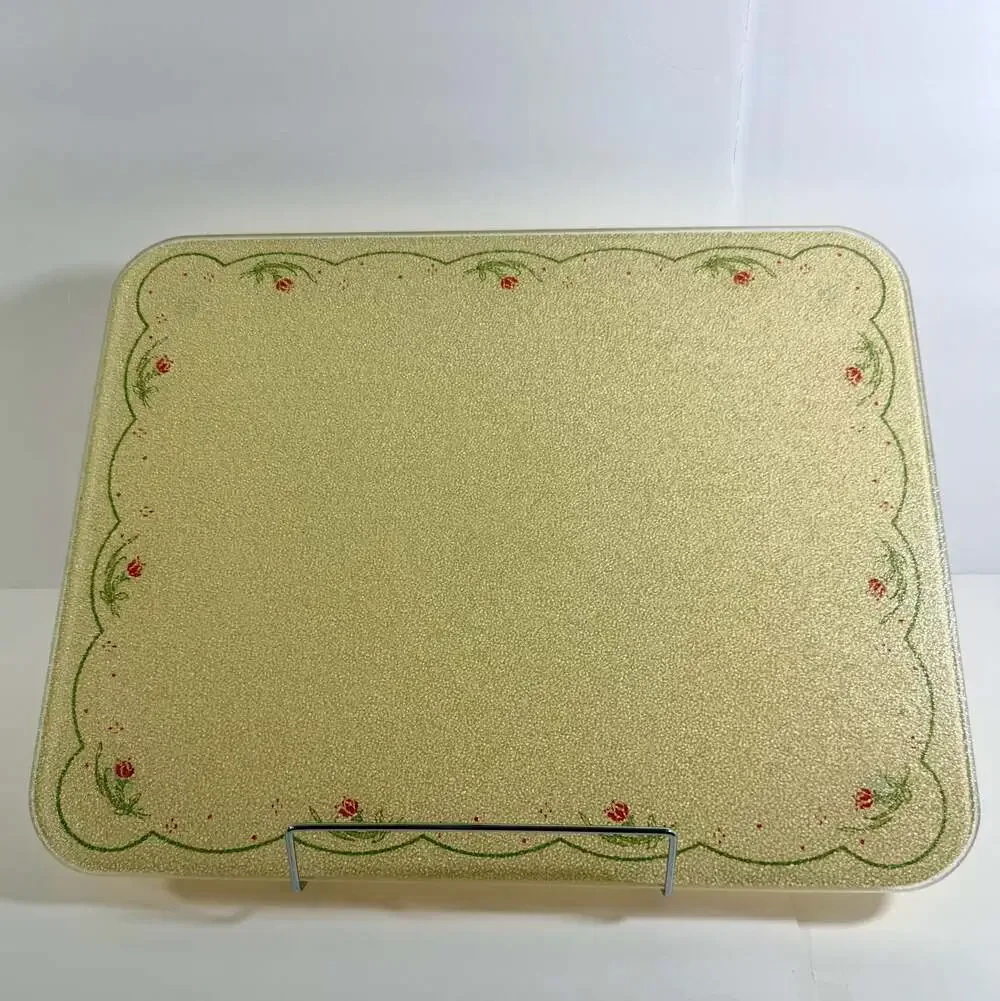 Vintage Corning Glass Works Calico Rose Counter Saver Cutting Board